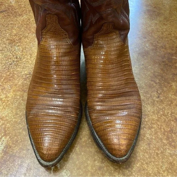 Vintage Lucchese Classic Western Lizard Boots L6089 24 Size 9.5 D